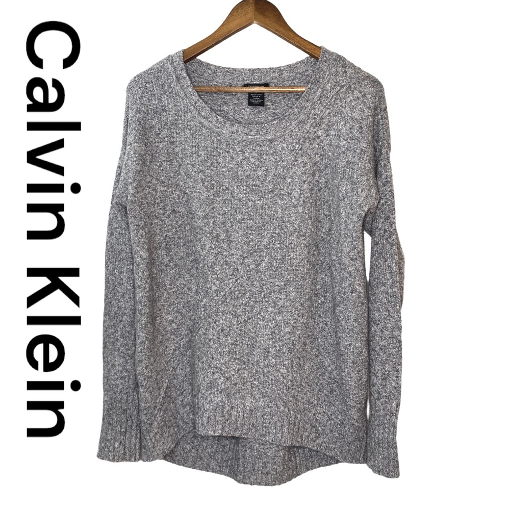 Calvin Klein Knit Gray Sweater Long Sleeve Women’s Size Medium Autumn Style